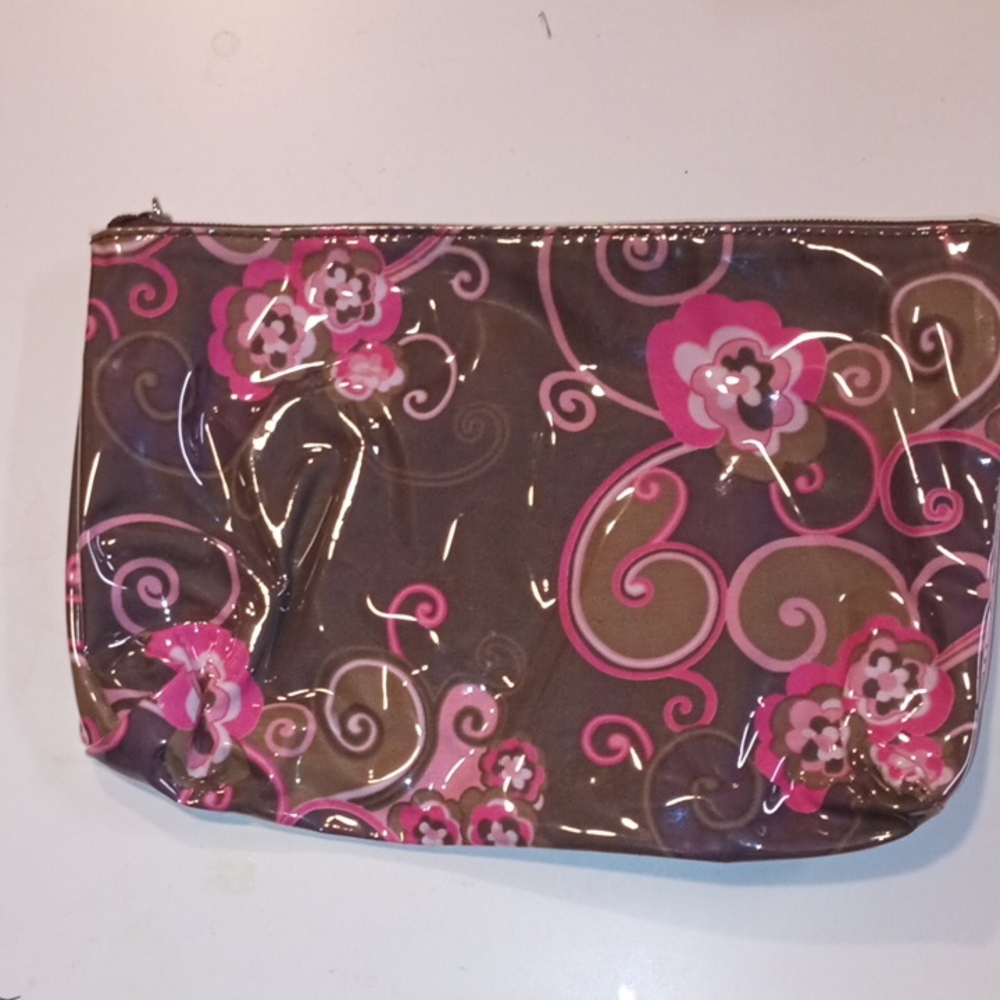 mark. Pink and Brown Floral Cosmetic Bag